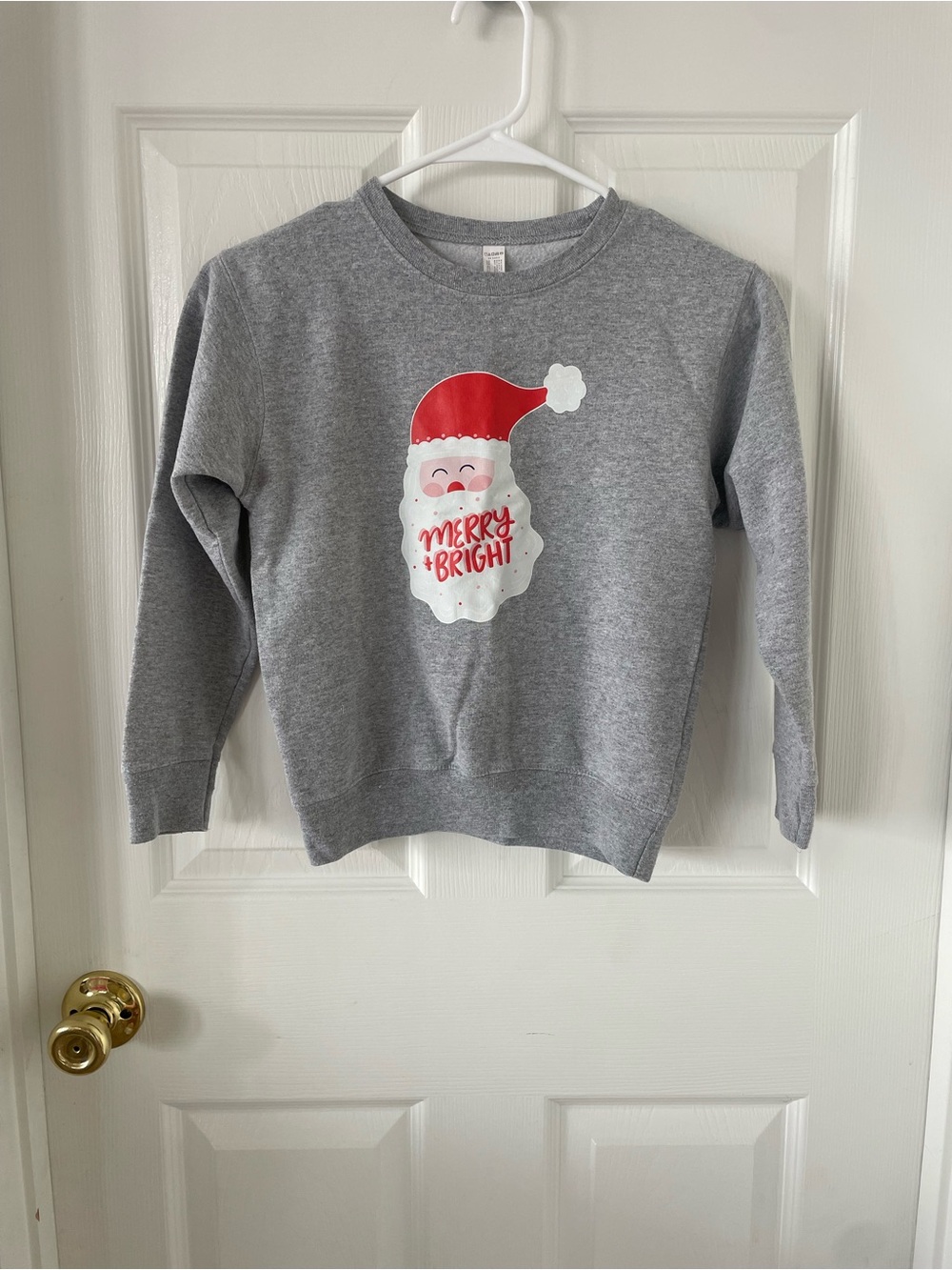 Kids Grey 'Merry & Bright' Santa Sweatshirt